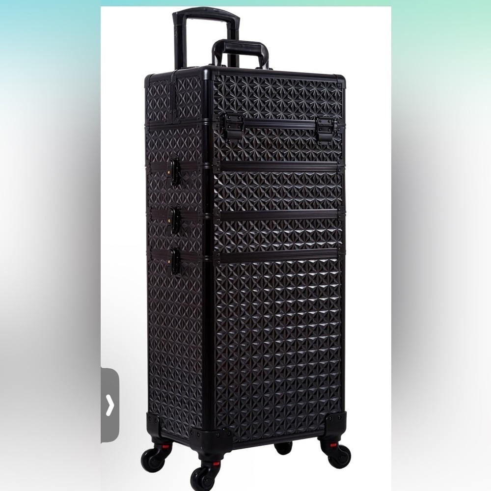 5 in 1 Professional Makeup Train Case Aluminum Cosmetic Case Rolling Makeup Case